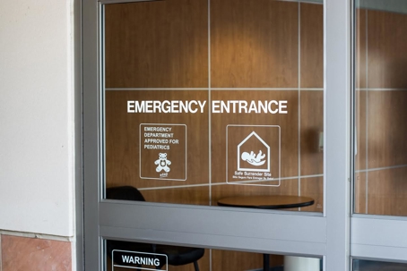 a hospital emergency entrance.