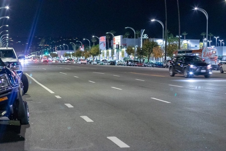 street lined with lights