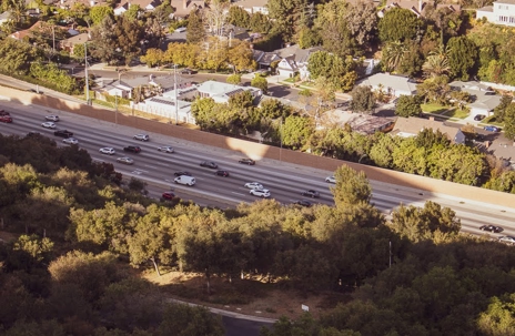 aerial view of a highway