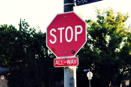 This image shows a red stop sign